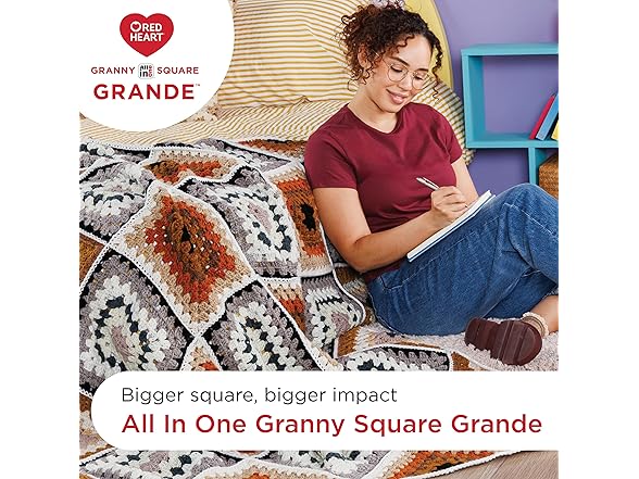 Red Heart All in One Granny Square Grande Sepia Tone