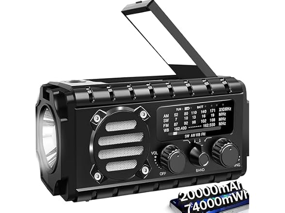 QAUYYW 20000mAh Solar Crank Radio