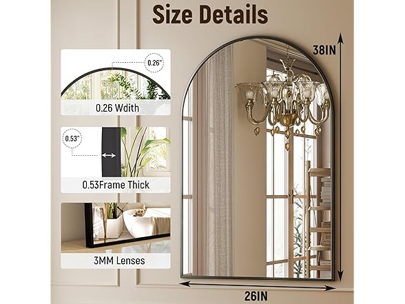 GLSLAND Arched Bathroom Mirror