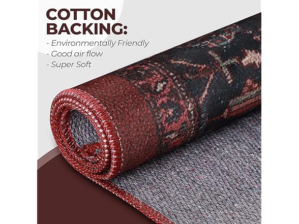 Superior Floral Medallion Washable Rug Cardinal Collection