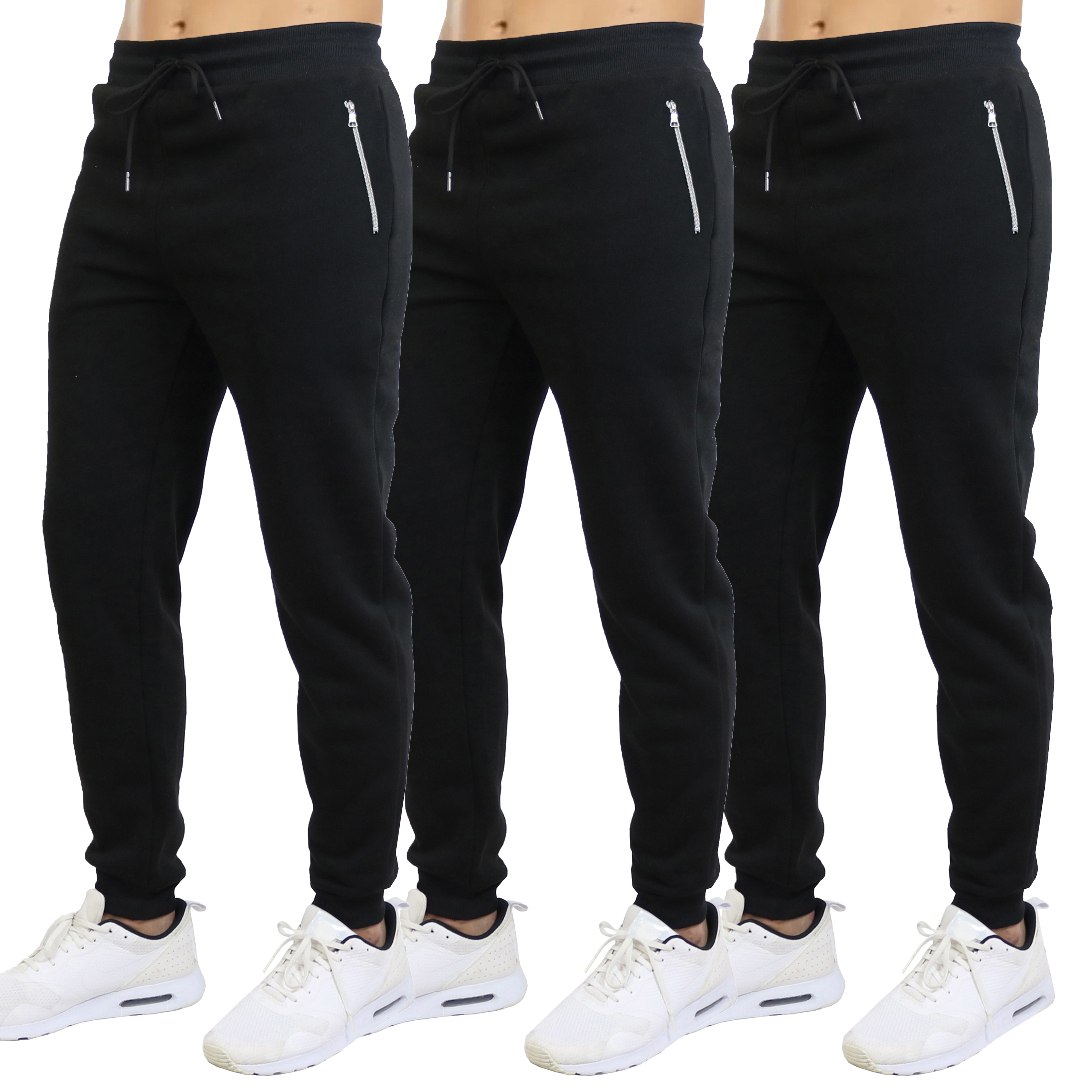 3Pk Mens Fleece Joggers w-Zip Pockets (S-3XL) - Gallery 14