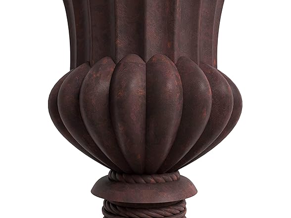 LeisureMod Lotus Stone Planter Burgundy