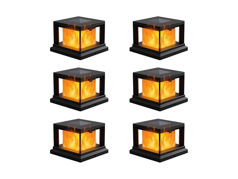Brightever KN0001 Solar Flame Post Cap Light White 6pack