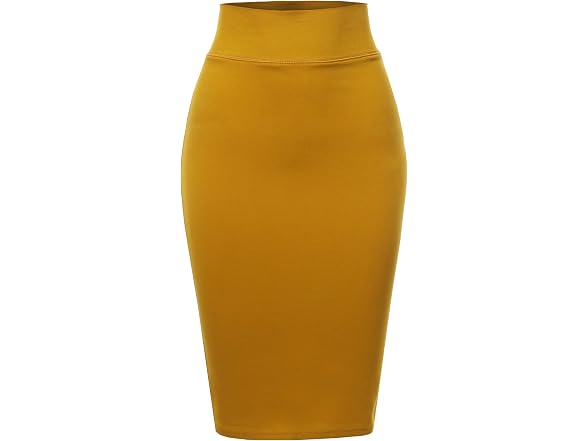 A2Y Women (M) Solid Ponte Knee Length Slit Skirt