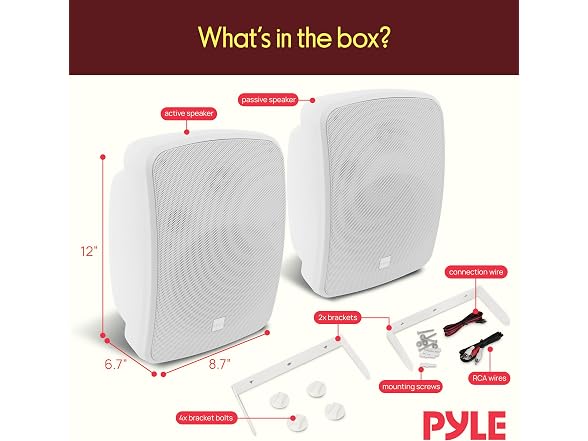Pyle PDWR64BTW 6.5" BT Speaker System (White)