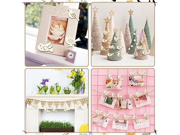 Stiesy 200 Pcs Mini Bird Wood DIY Crafts