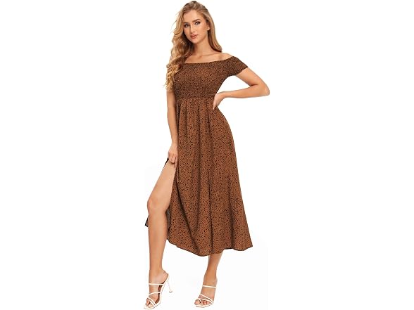 Floerns Women (M) Boho Off Shoulder Split Dress