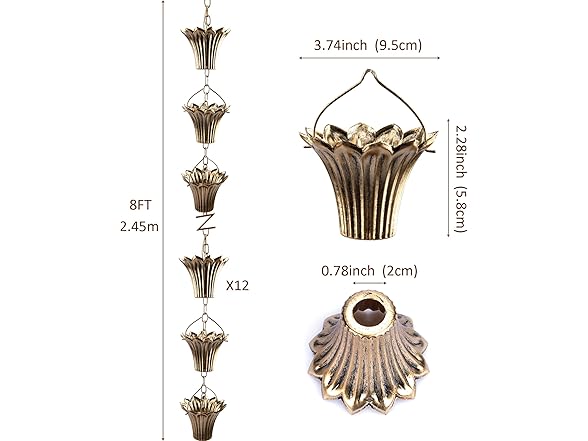 YJNSFT 8 ft Copper Plated Rain Catcher