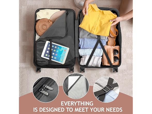 Karl home 3-Piece Luggage Set Rose Gold (20"/24"/28")