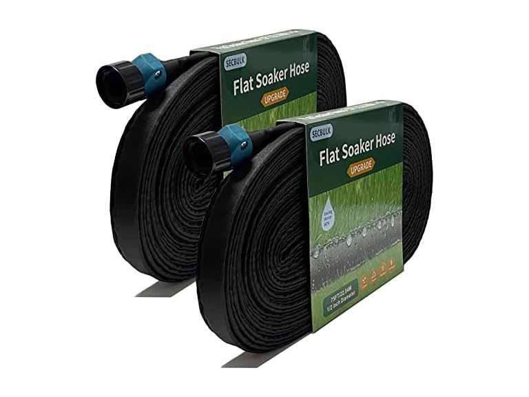 Flat Soaker Hose 150 ft for Garden, 150' (75ft x 2)