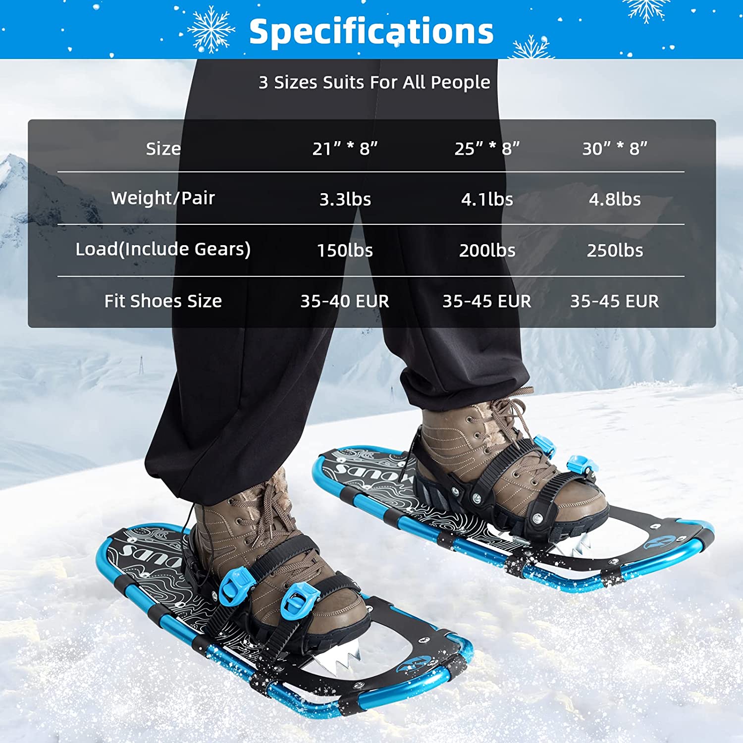 COMMOUDS Lightweight Snow Shoes for Men - Gallery 18