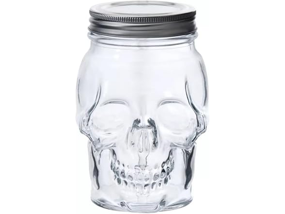 Skull Mason Jar Glass Container Set (42oz)