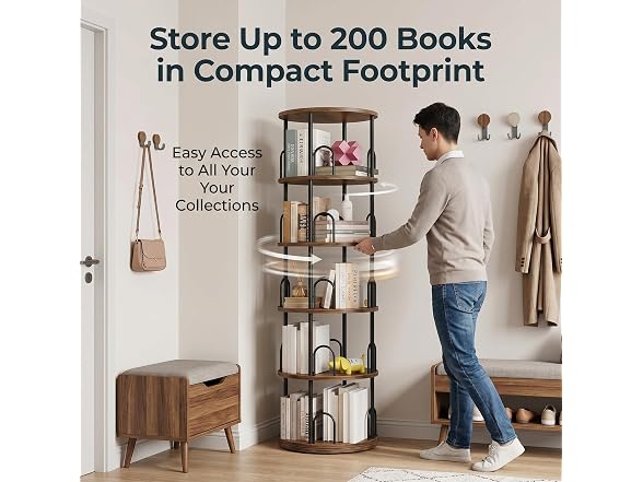 Arbcoler 5-Tier Rotating Bookshelf
