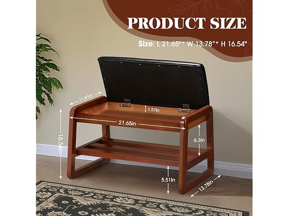 Solid Wood Shoe Rack with Flip-Top