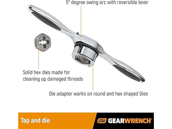 Gearwrench 3887 77 Piece SAE/Metric Ratcheting Tap and Die Set