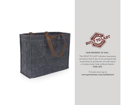 PICNIC TIME Market Waxed Canvas Tote with Leatherette Handles