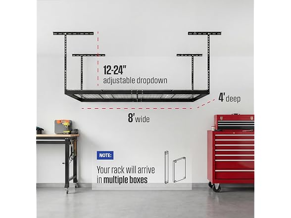 SafeRacks Gray 4x8 Overhead Storage Rack