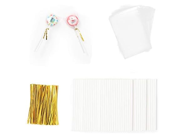 Dycica Cake Pop Sticks & Cellophane Bags