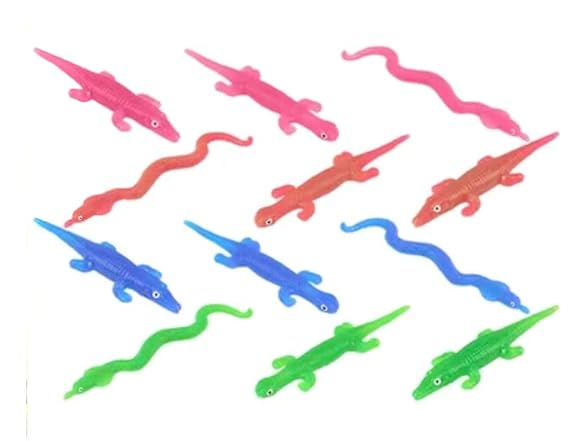 Assorted Color Sticky Stretchy Reptile Toys - 8" (Pack of 12)
