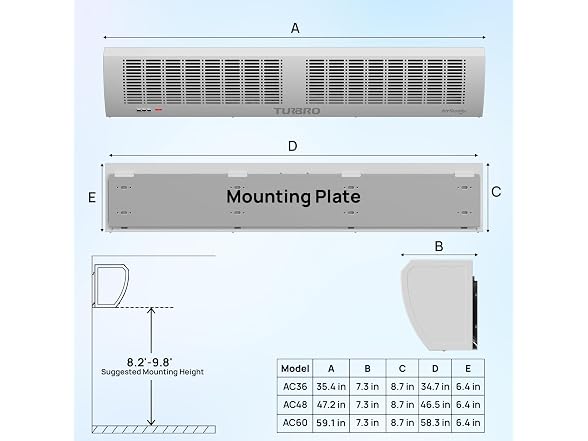 TURBRO 48-Inch Air Curtain Fan