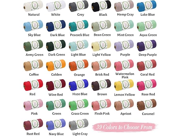 2mm Macrame Cord, 2mm x 219yards Colored