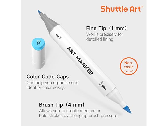 Brush Tip Alcohol Markers, Dual Tip