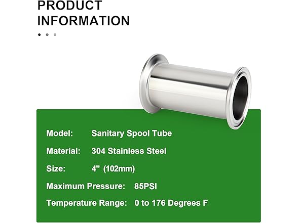 2" Tri Clamp Ferrule 4" 304SS+Washers
