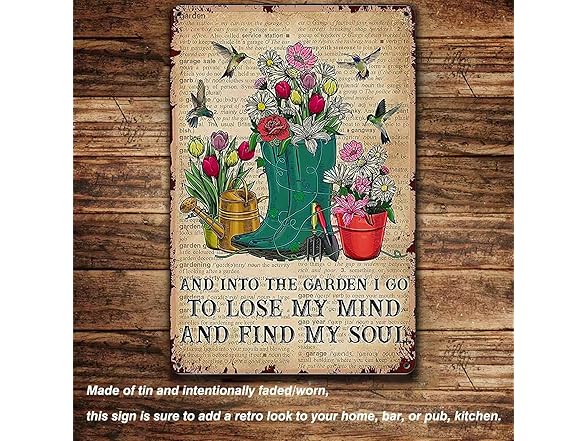 Vintage Metal Tin Sign-Into The Garden