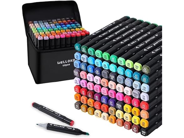 Alcohol Markers, 60 ColorsDual Brush