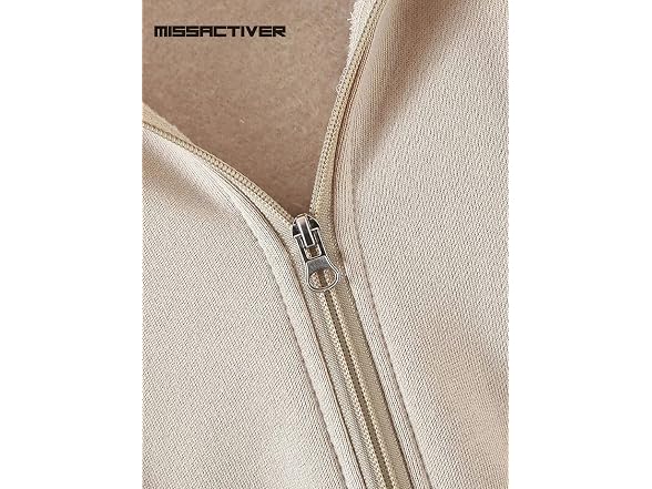 Missactiver Women (S) Solid Drawstring Zip Jacket