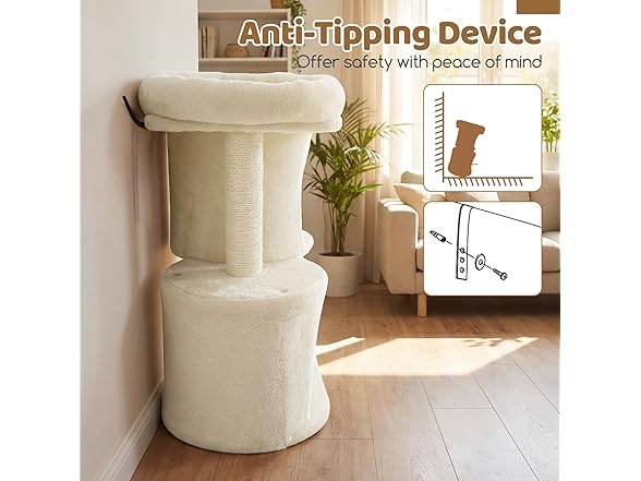 DORTALA Cat Tree for Indoor Cats, 26-Inch Beige