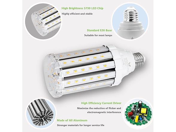 50W LED Corn Light Bulbs-500W Equivalent 2 Pack