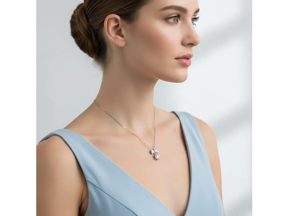 Moissanite Diamond Bow & Round Necklace