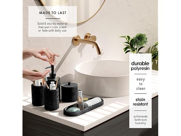 Clara Clark Bathroom Set - Black Bathroom Accessories Set