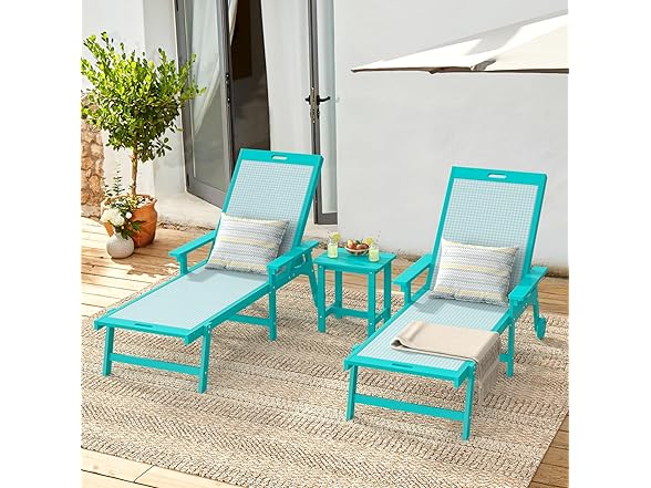 4 Set Aruba Blue Outdoor Lounge Chair