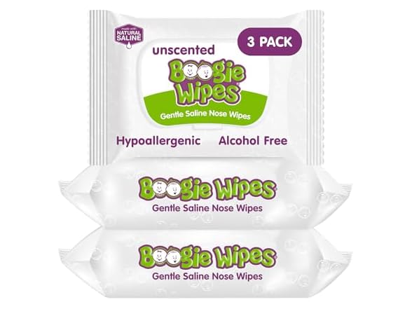 Boogie Wipes Saline Nose Wipes 90 Count Unscented
