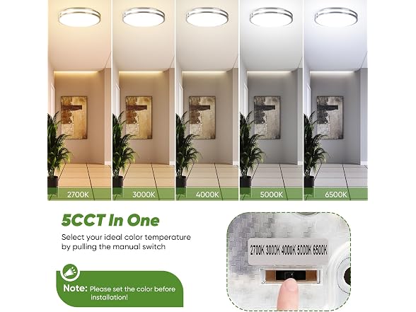 TOBUSA 18inch 50W LED Flush Mount Ceiling Lights 5600lm, 2 Pack