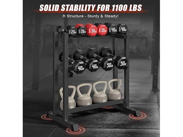 3-Tier Dumbbell Rack, 1100LB Capacity