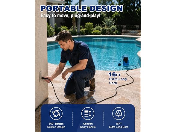 FOTING 1/2HP 4900GPH Sump Pump Float