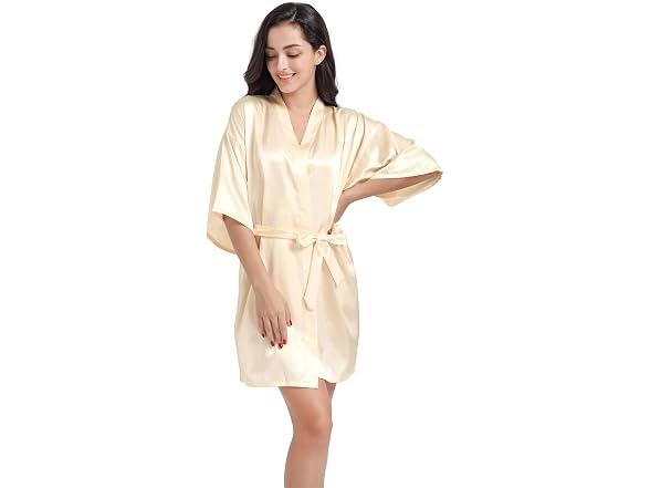 DF-deals Women (2-6) Satin Kimono Robe Bride Robe