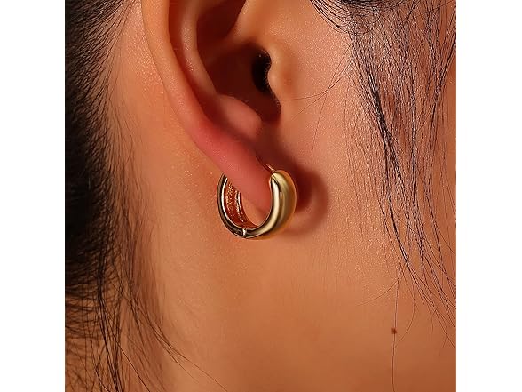 14K Gold Plated Cylindrical Hoop Earring