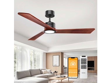 $49.99, Was $129.97, 61% Off! DAMINY Natural Solid Wood 52in Ceiling Fan dealfomo