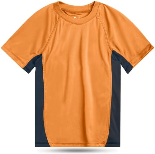 Kanu Surf Boys' Short Sleeve UPF 50+ Rashguard Swim Shirt, CB Orange, 2T