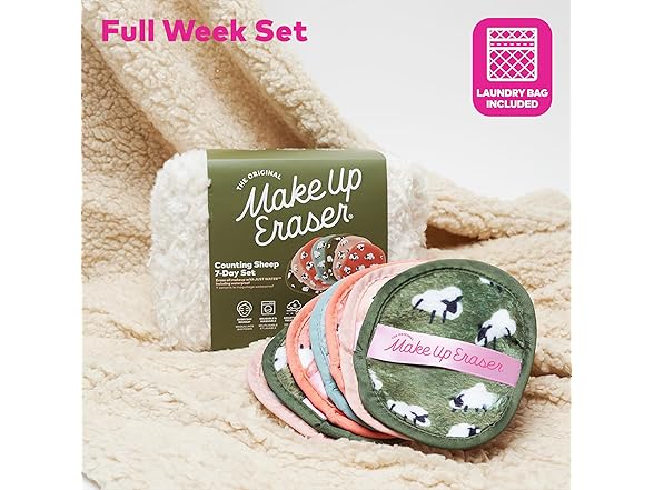The Original MakeUp Eraser, 7-Day Set Counting Sheep