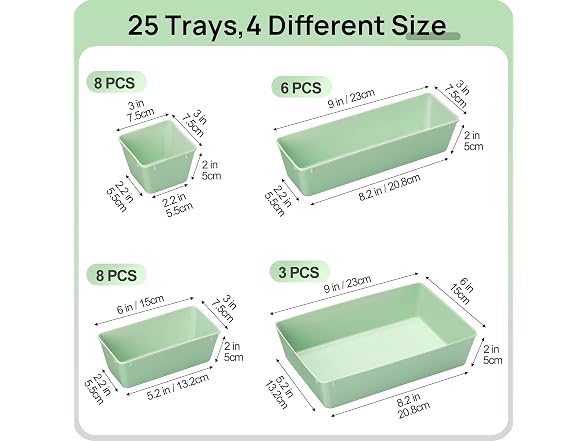 Vtopmart Sage Green 25 PCS Plastic Drawer Organizer