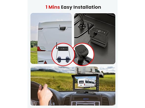Foxpark 7" HD 1080P Magnetic Wireless Backup Camera for RVs and Trailers