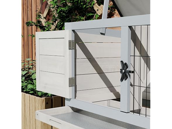 PawHut Elevated Wooden Rabbit Hutch, Indoor/O