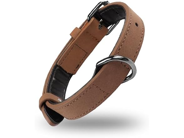 YAODHAOD Soft Padded Leather Dog Collar for