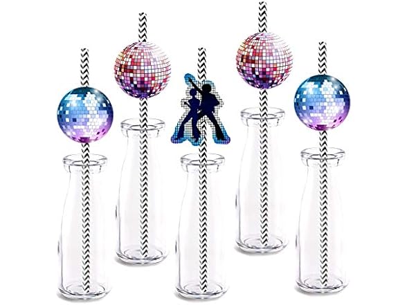 70s Disco Straw Decor, 24-Pack