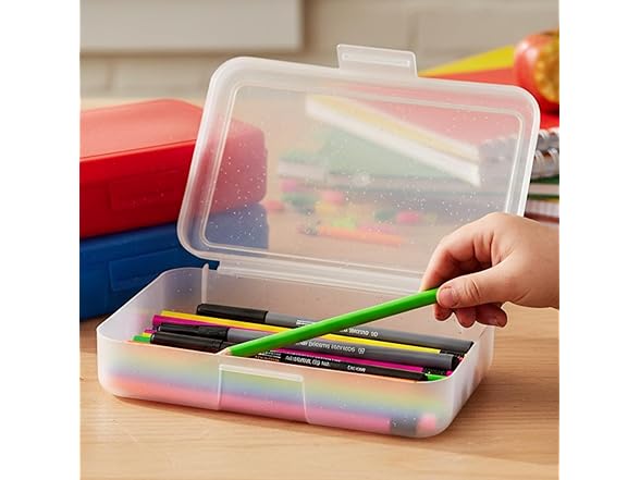 Fun Express 8 1/4" x 5" Frosted Plastic Pencil Boxes- 6Pc